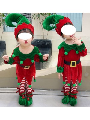 Vestito Costume Elfo Babbo Natale Bambini Unisex Cosplay Elf Suit ELF019